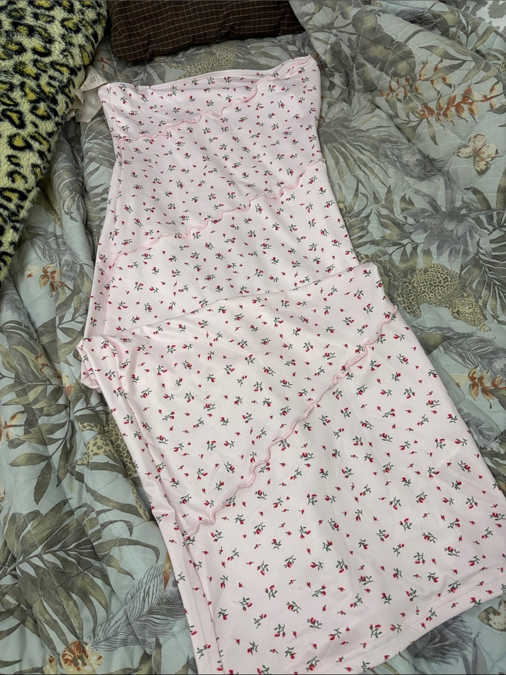 Pink Floral Ruffle Slip Dress